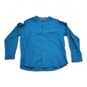 AnationZ Men's Blue Band-Collar Button-Down Shirt XXL (Big & Tall)